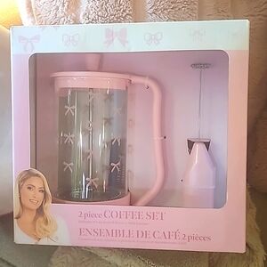 Pink Bow 2 piece hot beverage set